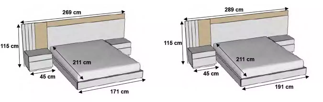 mesures en détails des lits